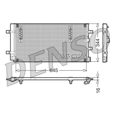Image of 8K0260403AB, 8K0260403AF, 8T0260403E Condenser DENSO DCN32060 with dryer 645x344x16 R134a 645mm AUDI: A4 B8 Saloon, A6 C7 Avant, Avant