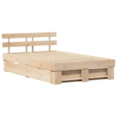 Image of vidaXL Bed Frame with Drawers 135 x 190 cm Solid Pine Wood