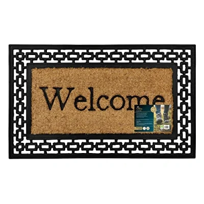 Image of JVL Mila Embossed Rubber Tuffscrape Doormat, 45x75cm