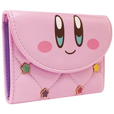 Image of Kirby Dream Land Ability Metal Stars Purse Tri Fold Coin Pocket &amp; Card Holder, Pink