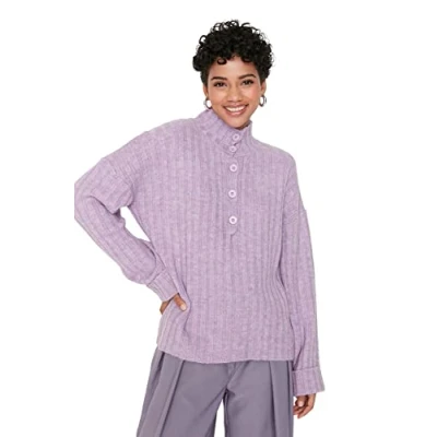 Image of Trendyol Women Oversize Basic High Neck Knitwear Sweater Lilac