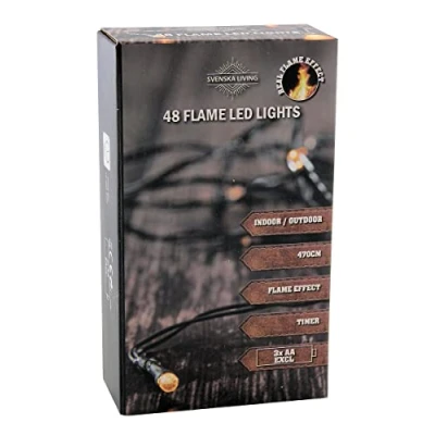 Image of LED Fairy Lights Battery Timer Flame Effect Warm White for Indoor and Outdoor Use (48 Outdoors)