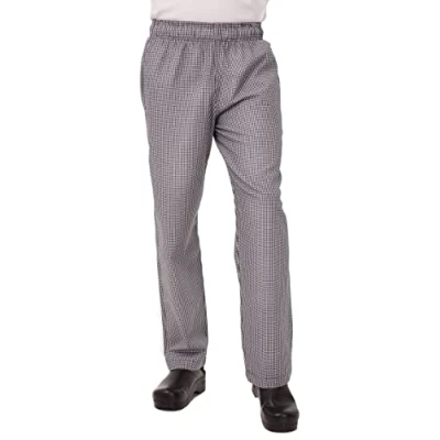 Image of Chef Works Essential Unisex Baggy Pants Medium / M Med Small Black Check Design, Waist Size: 34 36 inch, Polycotton, Men&#039;s &amp; Women&#039;s Pants, 3 Pockets, A026