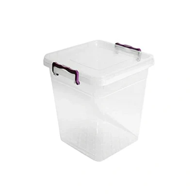 Image of Asude Plastic Storage Box Boxes Lid Handles Food Container Home Kitchen Office UK, 10L Deep