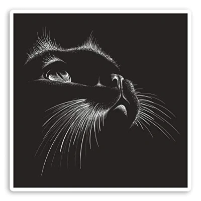 Image of 2 x 10cm Black Cat Face Vinyl Stickers Cats Kitten Cute Laptop Sticker #34067 (10cm Wide)