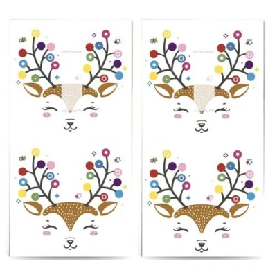 Image of 20 Individual Handkerchiefs Christmas Merry Deer 2 Packs of 10 Paper Printed Gift