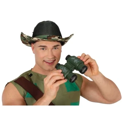 Image of FIESTAS GUIRCA Green Toy Binoculars (5.5x5.1 in) Accessory For Police or Military Fancy Dress Costume Ideal Parties, Carnival and Halloween Children Adults