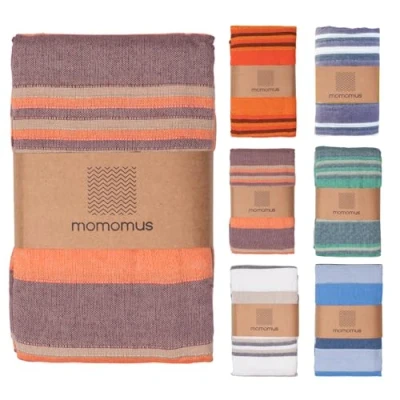 Image of MOMOMUS Lightweight Extra Large Picnic Blanket for the Beach XXL, with Fringes, Compact Sandless Mat, Sandproof Salmon, 210x240 cm
