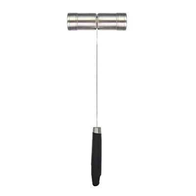 Image of Jim Beam Stainless Steel Salt and Pepper Shaker with Long, Soft Grip Handles, Large, Silver