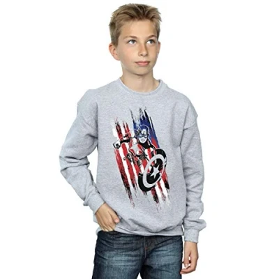 Image of Marvel Boys Avengers Captain America Streaks Sweatshirt Sport Grey 3 4 Years