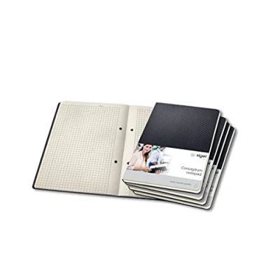 Image of SIGEL CO802 Pack of 5 Notepads, approx. A5 (14.9 x 21 cm), squaRed, hardcover, Black Conceptum