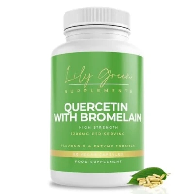 Image of Lily Green Quercetin with Bromelain 1200mg per Serving 60 Vegan Capsules Immune Support Antioxidant &amp; Anti Inflammatory No Artificial Additives Made in UK