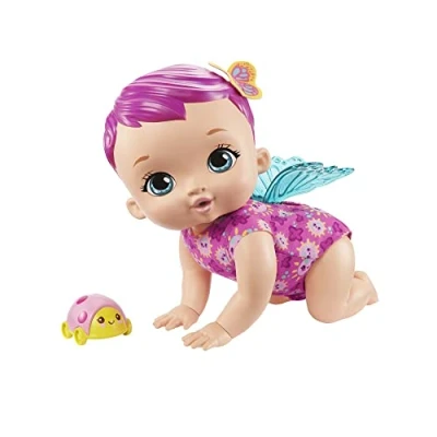 Image of My Garden Baby Giggle &amp; Crawl Butterfly Doll (30 cm / 12 Inch), 20 Sounds and Fluttering Wings, Great Gift for Kids Ages 2Y+, Rose, GYP31