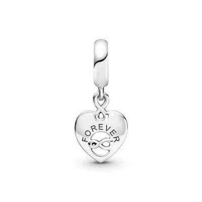 Image of CWOne Designs Sterling Silver Friends Forever Heart Dangle Charm for Pandora Bracelets