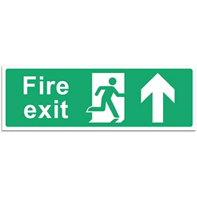 Image of RubiGo 1/2/4/6 Pack of Fire Exit Sign (UP ARROW) Signs Self Adhesive 30 X 10cm Escape Sticker Emergency Signage (1)