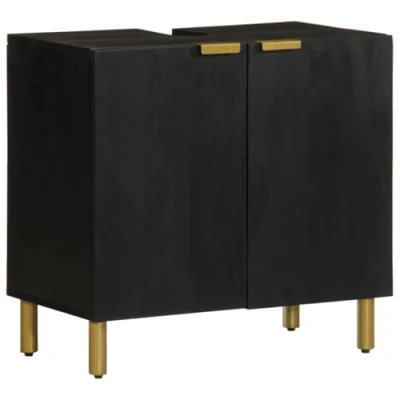 Image of vidaXL Bathroom Sink Cabinet Storage Cupboard Unit Black, Engineered Wood