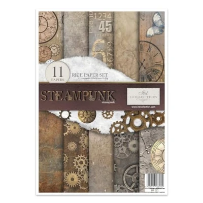 Image of ITD Collection Rice Paper Creative Set, A4, for Decoupage, Sheets 29.7 x 21 cm, Multi Coloured (Steampunk)