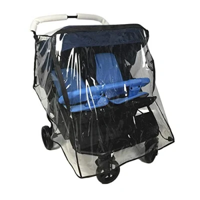 Image of Universal Waterproof Twins Baby Pushchair Rain Cover Side by Double dust Proof Carriage Pram Accessories Stroller Raincover