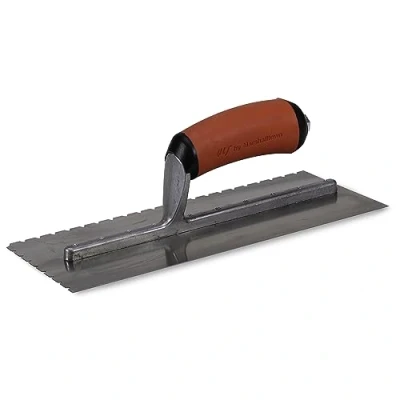Image of MARSHALLTOWN QLT Notched Trowels Riveted (11 X 4 1/2), Soft Grip Handle, Flat V Notch, 6mm Y 4.5mm 13mm Z Made In The USA, NT754SG