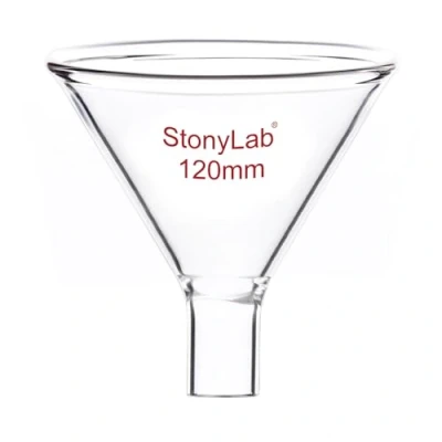 Image of stonylab Glass Powder Funnel, Heavy Wall Borosilicate Short Stem Funnel with 120 mm Top Diameter and 22 Length