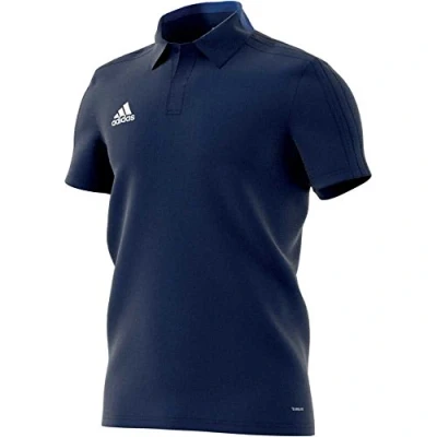 Image of adidas Men Condivo 18 Cotton Short Sleeve Polo Shirt Dark Blue/White, Small