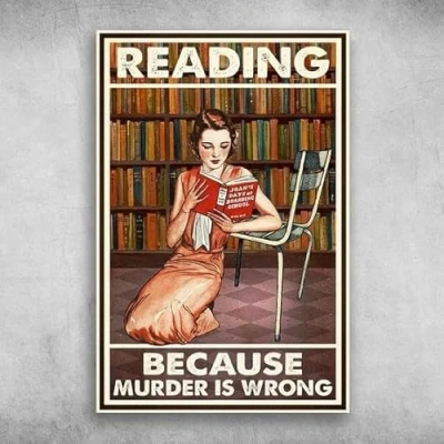 Image of Metal Sign Reading Because Murder Is Wrong Retro Tin Vintage Aluminum for Home Coffee Wall Decor 8x12 Inch