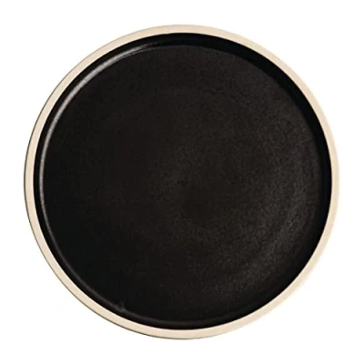 Image of Olympia Canvas Flat Round Plate Delhi Black 250mm (Pack of 6)