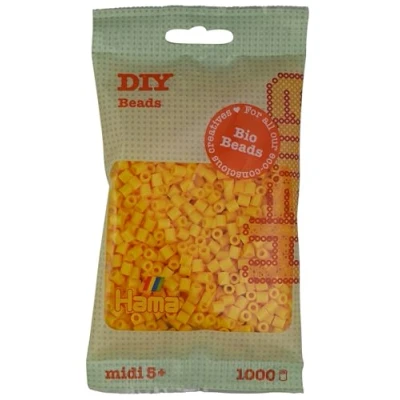 Image of Hama Midi Bio Beads Bag Approx. 1000 Fuse Mosaic Decoration Arts &amp; Craft for Creative Children Ages 5+ Yellow