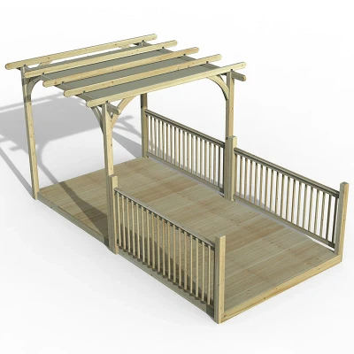 Image of 8&#039; x 16&#039; Forest Pergola Deck Kit with Retractable Canopy No. 8 (2.4m 4.8m)