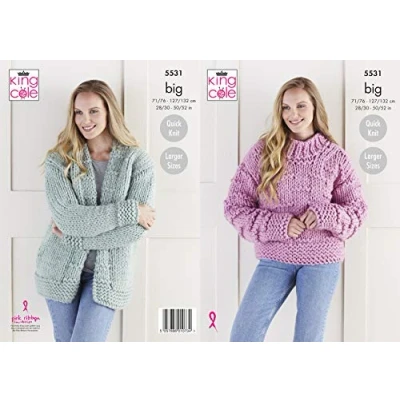 Image of King Cole 5531 Knitting Pattern Womens Jacket and Sweater in Big Value