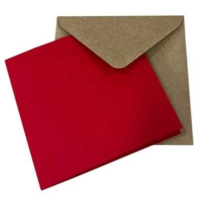 Image of DJP 5x5 Square Creased Blank Red Smooth Cards &amp; Fleck Envelopes Pack of 50