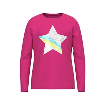 Image of Name It Girl&#039;s Nkfbistar Ls Top Noos Long Sleeved Shirt, Pink Yarrow, 11 12 Years