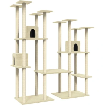 Image of vidaXL Cat Tree with Sisal Scratching Posts Cream 174 cm