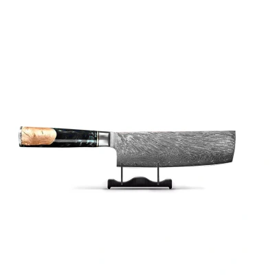 Image of Epoxy Onyx Japanese Damascus Nakiri 18 cm