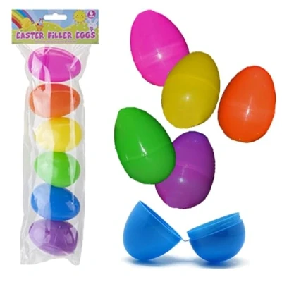 Image of Widdle Gifts Easter Egg Hunt Accessories and Games Re usable Sturdy Plastic Fillable Eggs (6 x 80mm 7166)