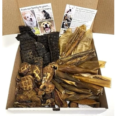 Image of 100% Natural dog Treat Box: The BEEFY BOX (900g of beef treats including cows&#039; ear, pizzles and liver) LSP
