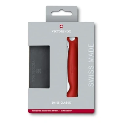 Image of Victorinox Swiss Classic, Table Knife and Cutting Board, Set of 2, Picknick, Extra Sharp Blade, Stainless Steel, Red