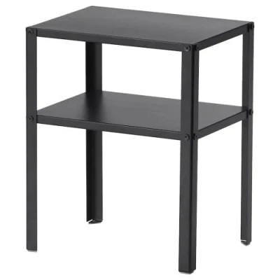 Image of HSD KNARREVIK Bedside Table, Coffee Table With Shelf, Durable &amp; Easy To Care For Side Tables Desks, Environment Friendly, Black 37x28 CM