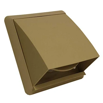Image of Kair Beige Cowled Outlet Grille 155mm External Dimension with 125mm 5 inch Round Rear Spigot and Wind Baffle Backdraught Shutter