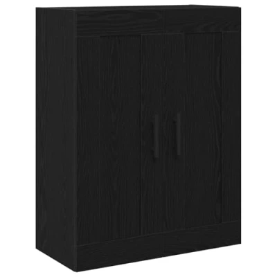 Image of vidaXL wall mounted black oak buffet cabinet storage solution for living/dining room sleek design with matte finish engineered wood rectangular assembled dimensions height 89.8 cm