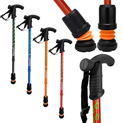 Image of Flexyfoot Shock Absorbing Derby Handle Walking Stick Choice of Colours Available Here Improved Comfort, Improves Grip, Safety Colour: Red