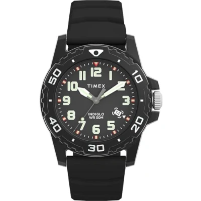 Image of Timex Men&#039;s Main Street 42 mm Watch Black Silicone Strap Dial Case TW5M61200