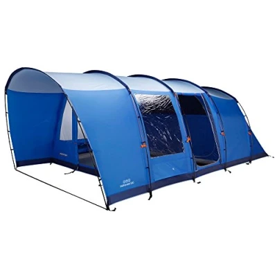 Image of Vango Farnham 500 Tunnel Tent, [Amazon Exclusive] Family Camping 5 Man Tent with Attached Sun Porch and Sewn In Groundsheet for People, Blue