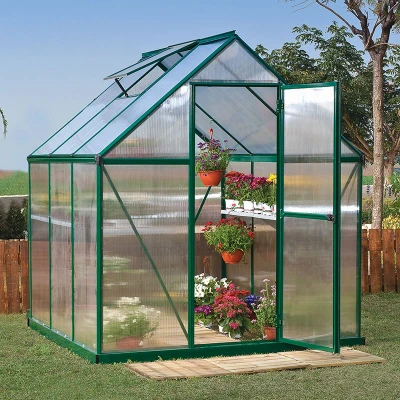 Image of 6&#039; x Palram Canopia Mythos Green Polycarbonate Greenhouse (1.85m 1.86m)