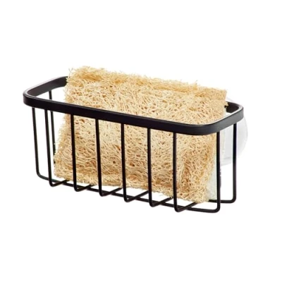 Image of iDesign 84707, Gia AA8 Sponge Holder, Stainless Metal Sink Organizer for and Pot Scraper, Matte Black Normal