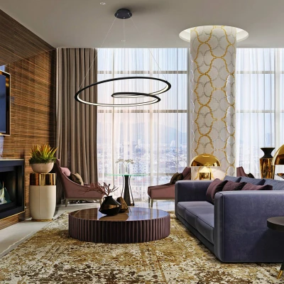 Image of Looping Modern Designer LED Ring Swirl Pendant Light Matt Black, 2700lm, 3000K