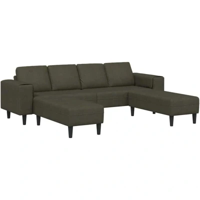 Image of vidaXL Sofa Set 3 pcs Army green Faux suede leather