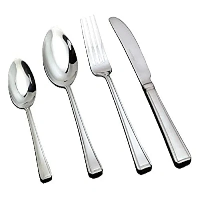Image of Genware DS HL 18/0 Stainless Steel Harley Pattern Dessert Spoon, Pack of 12
