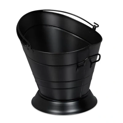 Image of Relaxdays Carry Handle, 6 litres, kindling, Iron, Container, Coal Bucket, Black, 100%
