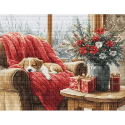 Image of Luca S Cross Stitch Kit Gold Christmas Moment, B711, Counted for Adults, Needlecraft and Embroidery